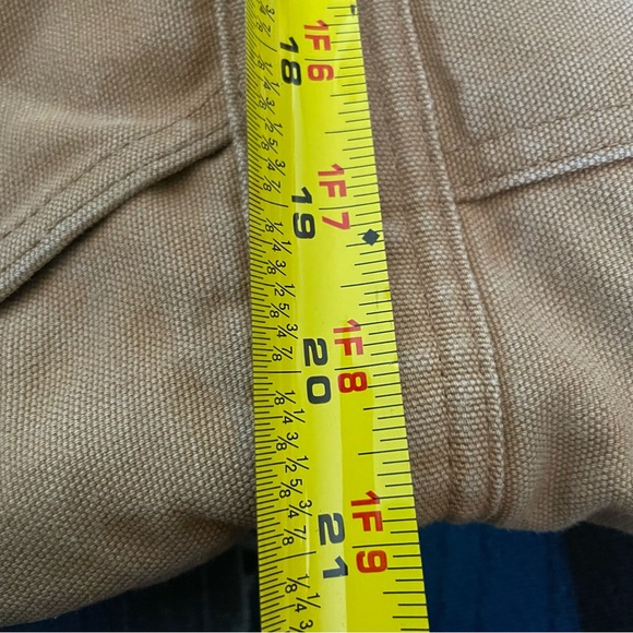 Vintage 80s Carhartt Tan Slightly Distressed Coverals W/Corduroy Collar 46 Short - Picture 15 of 16